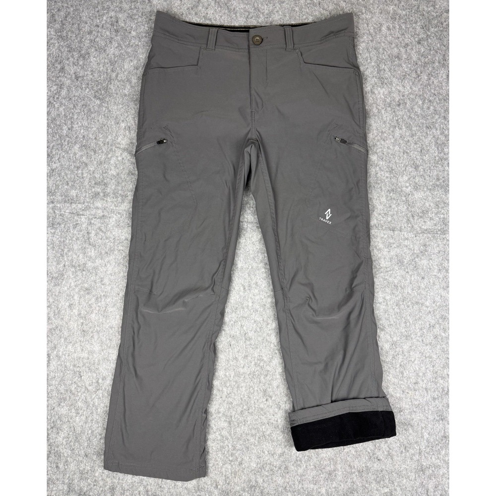 Eddie Bauer Guide Pro Pant Men 34x30 (Fits 34x29) Gray Fleece Lined Travex Cargo